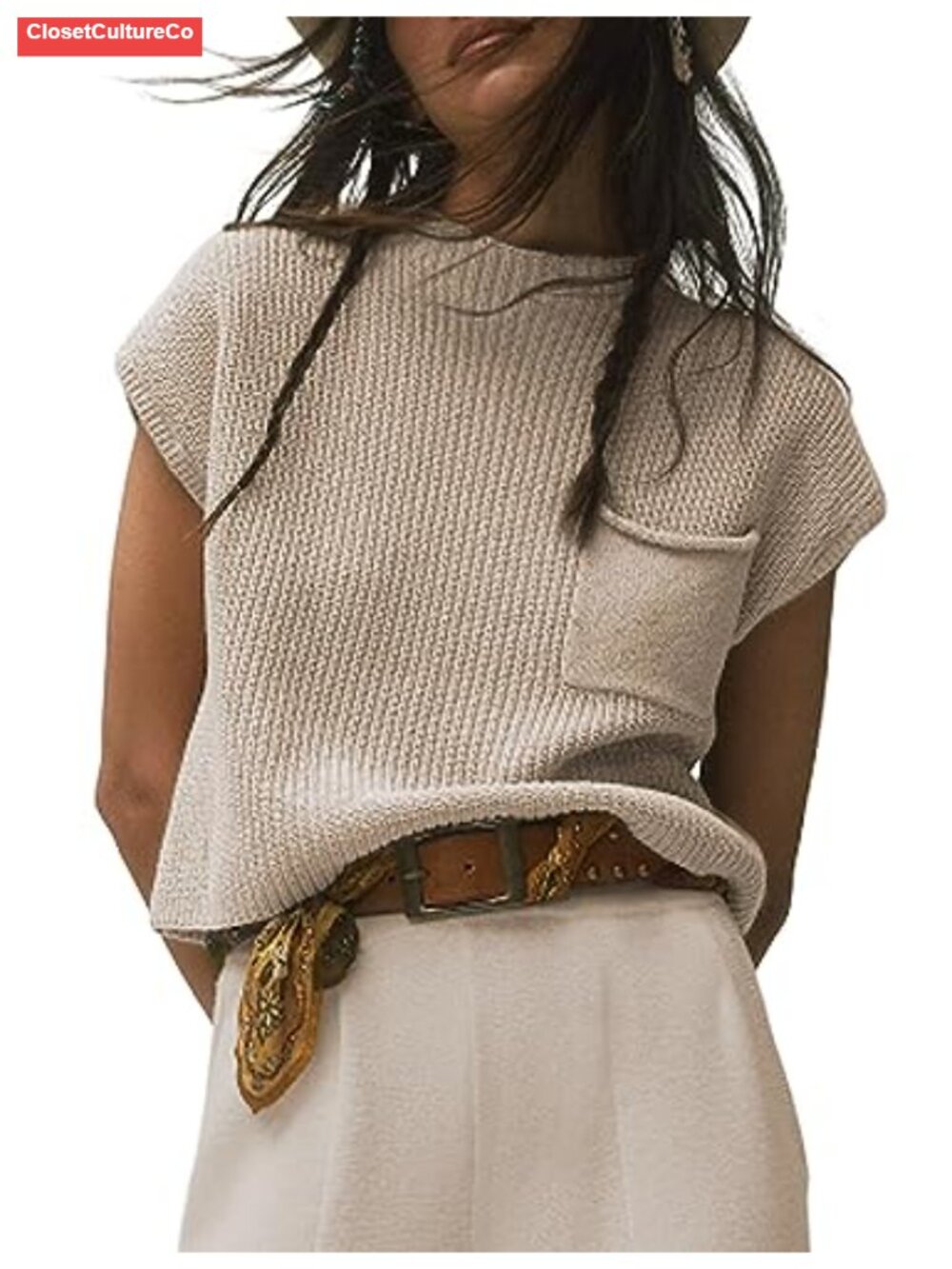 UANEO Women's Short Sleeve Knit Sweater Top Mock Neck Fall
